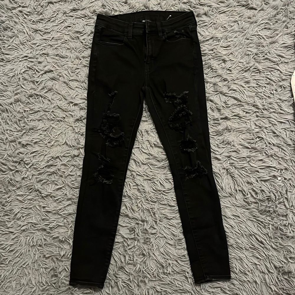 Black American eagle ripped next level stretch, skinny jeans